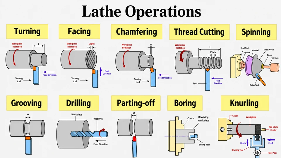 Common Lathe Machining Operations