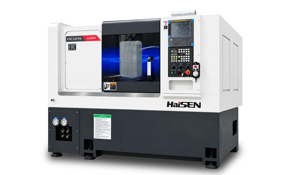 HAISEN CNC turning center with enclosed machining area and CNC control panel